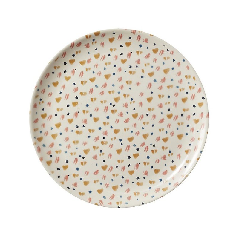 Spot Pattern Bamboo Fiber Dinner Plate - จานและถาด - ไม้ไผ่ ขาว