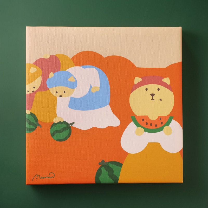 拾西瓜的貓無框畫 - 海報/掛畫/掛布 - 其他材質 多色