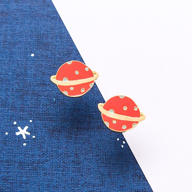 Orange Planet handmade earrings Little OH! x Sweet Secret co-branded Clip-On - Earrings & Clip-ons - Enamel Orange