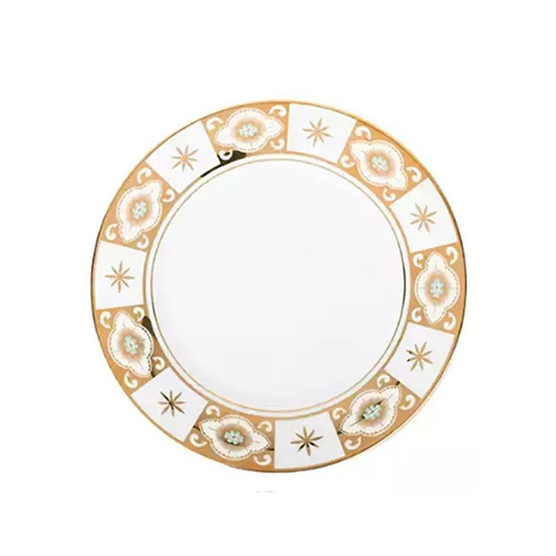 British Aynsley Belmont series bone china real gold relief dessert plate 20cm - จานและถาด - เครื่องลายคราม สีเหลือง