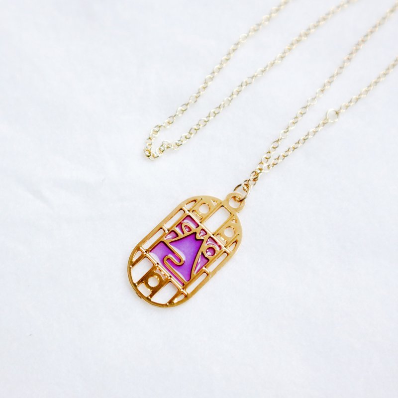 [Card Necklace] Taiwan cultural basket empty color model-Fuji window grille - Necklaces - Other Metals 