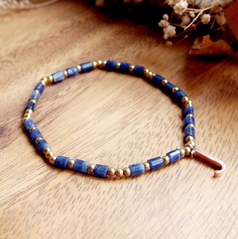 ♦ ViiArt ♦ nobility - Blue ♦ soda Stone Rose Gold letters customized Bronze bracelet - สร้อยข้อมือ - โลหะ สีทอง