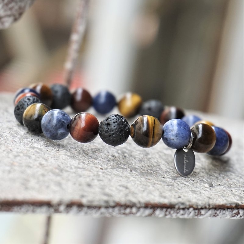 ll Space diffuse rock ll Natural stone steel bracelet--volcanic rock sodalite red tiger eye Stone Stone - Bracelets - Stone Multicolor