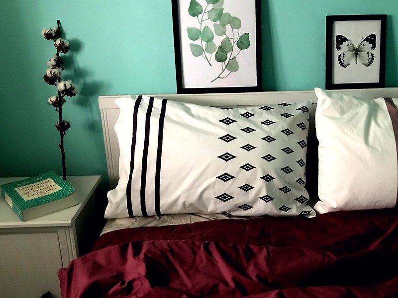 Pillowcase_Reminiscence 100% organic cotton printed pillowcase - เครื่องนอน - ผ้าฝ้าย/ผ้าลินิน หลากหลายสี