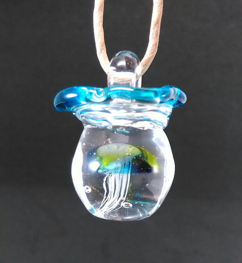 Jellyfish in fishbowl - Necklaces - Glass Blue