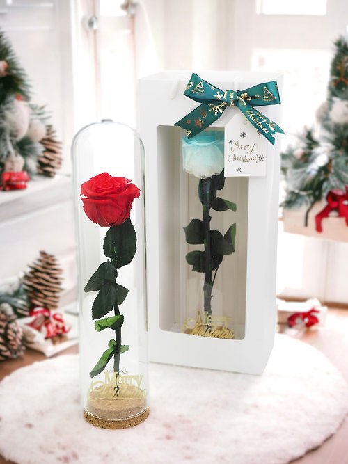 Leaflorist 玫瑰永生花玻璃瓶 聖誕禮盒裝-8色可選