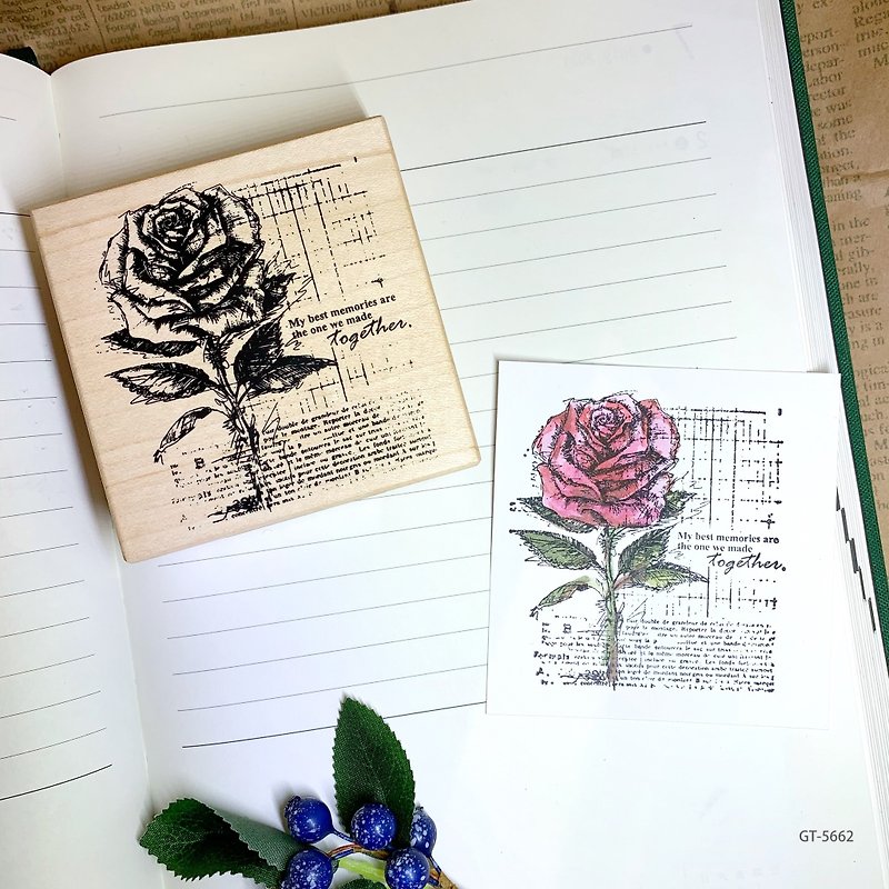 Maple Wood Stamp- Newspaper Rose GT-5662 - Stamps & Stamp Pads - Wood 