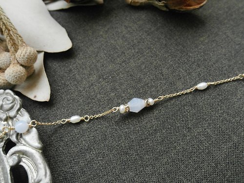 Beau Jewelry 【聖誕禮物系列】藍極光14K包金藍紋瑪瑙手鍊