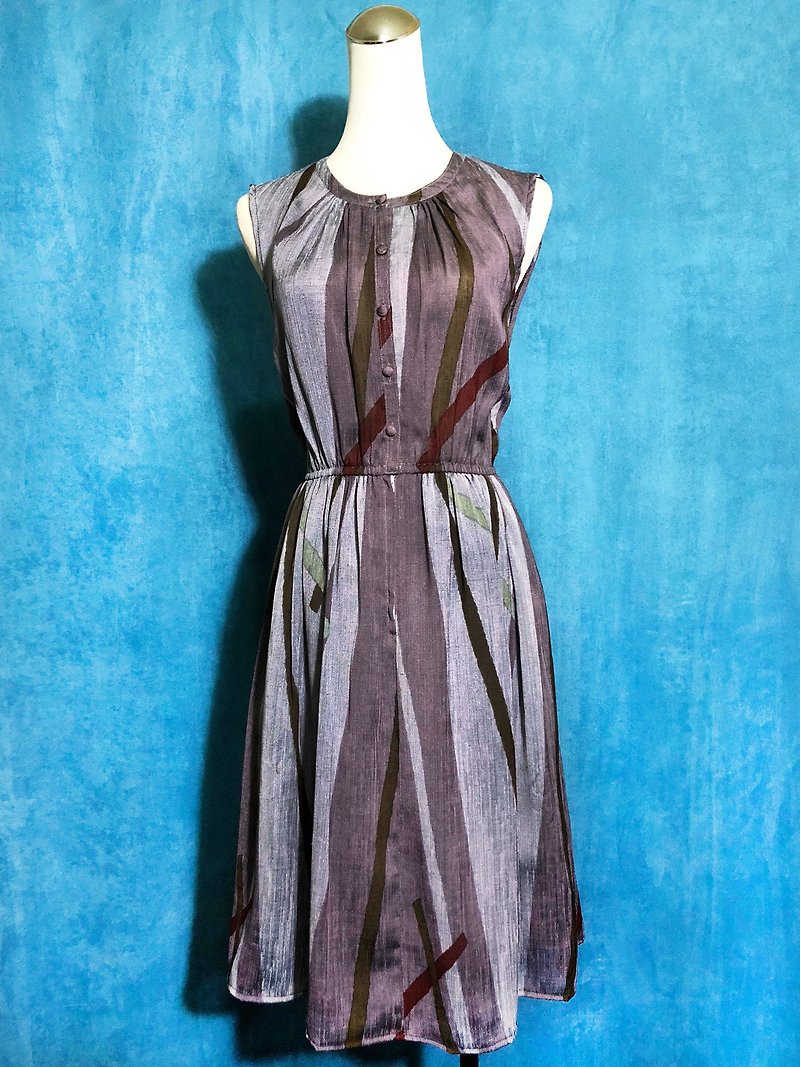 Pingpong vintage [Vintage dress / shiny ripple sleeveless vintage dress] bring back VINTAGE abroad - One Piece Dresses - Polyester Multicolor