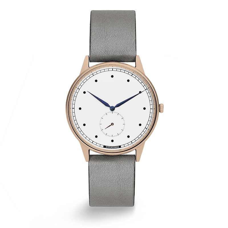 HYPERGRAND - Second Hand - Rose Gold White Dial Grey Leather Watch