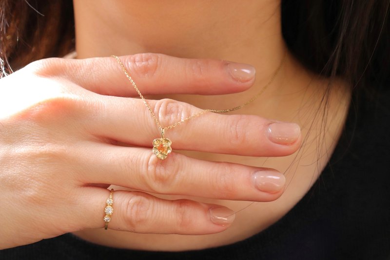 【花壇a kadan系列】k18綻放在日常小花墜 - 項鍊 - 貴金屬 金色