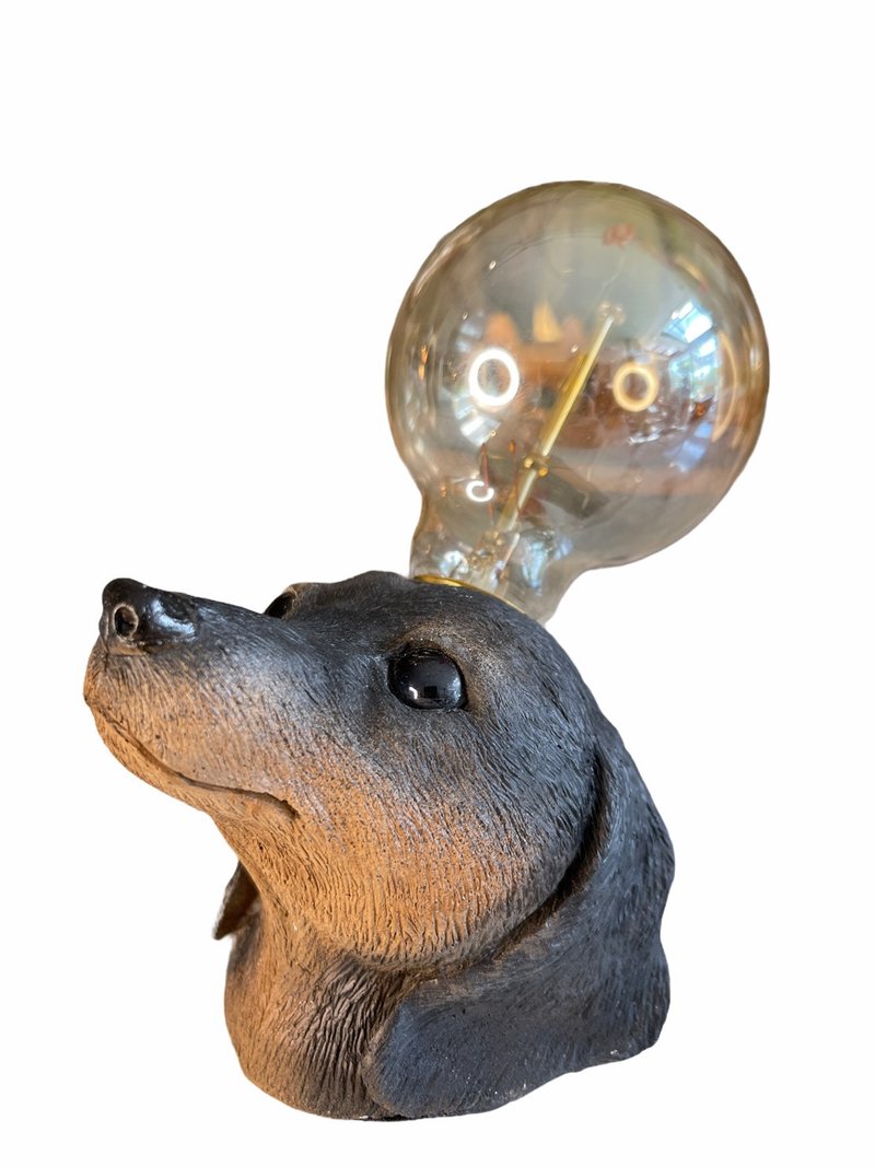 Shu MUSE Dachshund Dog Coloring Cement Table Lamp LED Light Tungsten Bulb USB Light Decoration Dog Hair Kid - โคมไฟ - ปูน หลากหลายสี