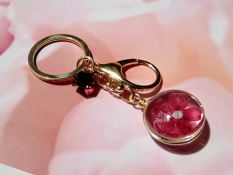 Handmade hainbag accessory, Pressed flowers key chain, Summer color keychain