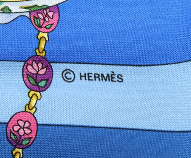 【箱付きヴィンテージ品】Hermes エルメス　カレ　スカーフ　90cm エルメス カレ 90 時の輪舞 ブルー スカーフ - 01264 - ショップ