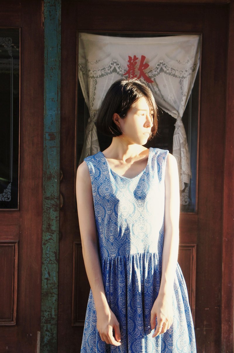 The Secret Garden『福祿壽抽褶洋裝』 - 洋裝/連身裙 - 聚酯纖維 藍色