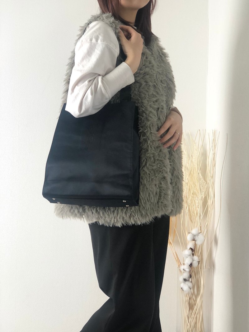 【 日本直送　名牌中古包 】Yves Saint Laurent イヴ・サンローラン ナイロン ハンドバッグ ネイビー vintage syhg5u - 手提包/手提袋 - 尼龍 藍色