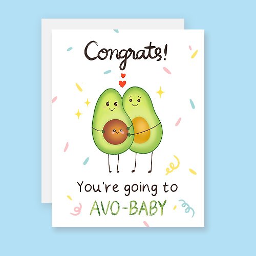 Sixtyeightcolors Congrats Baby Card, New Baby Card, Avocado Card, Baby Shower Card