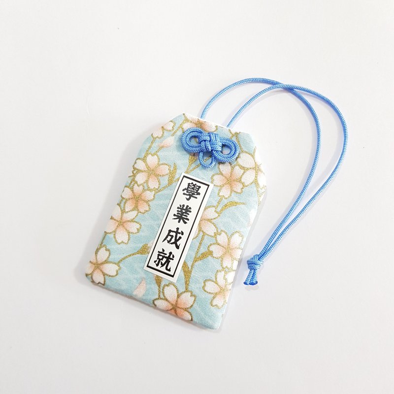 Judyss訂單【春櫻-淺藍】正面學業成就 背面Mimi - 吊飾/掛飾 - 棉．麻 藍色