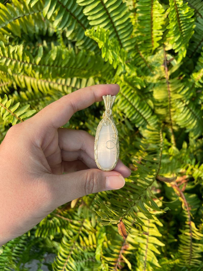 Selenite Wire Wrap - Necklaces - Precious Metals 