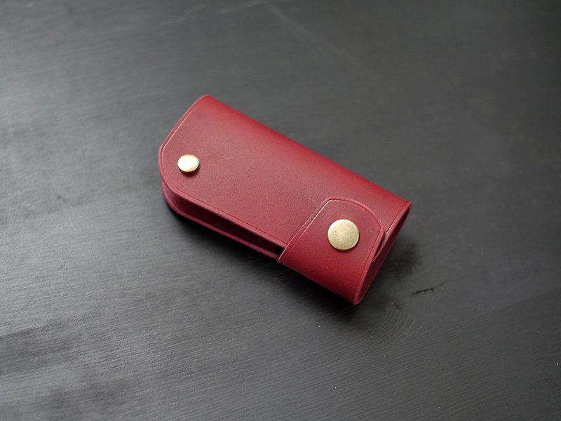 [Promotion extension] Leather car key case-burgundy [Carved leather in Frederic area] - Keychains - Genuine Leather 