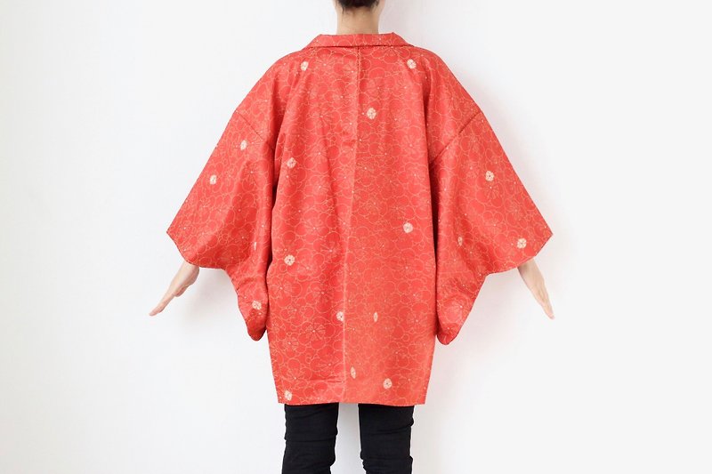 plum blossom kimono, kimono sleeve, short kimono, Japanese fashion /4033