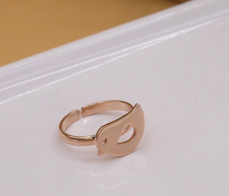 Handmade Little Bird Ring - Pink gold plated on brass Little Me by CASO jewelry - 戒指 - 其他金屬 粉紅色