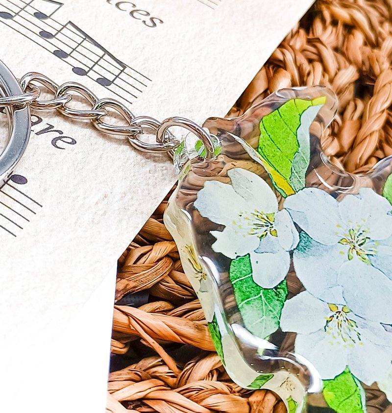 129梨花盛開C Pear Blossoms C/晶透吊飾 - 鑰匙圈/鑰匙包 - 塑膠 多色