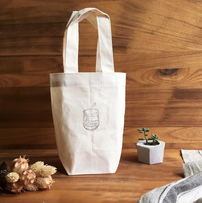 C'est si bon classic jam jar cloth bag-M [out of print and out of print] - Beverage Holders & Bags - Cotton & Hemp Khaki