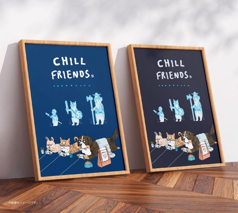 CHILL FRIENDS Stay-at-home gamers  /Original Poster / A4 or A3 size - โปสเตอร์ - พลาสติก ขาว