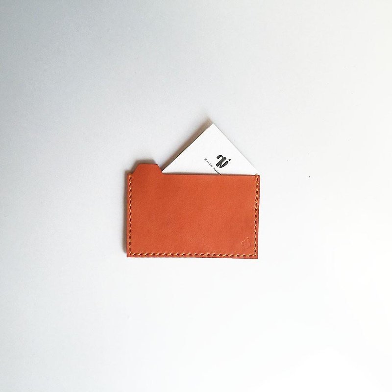 Card case sorted by folder Orange - ที่เก็บนามบัตร - หนังแท้ สีส้ม