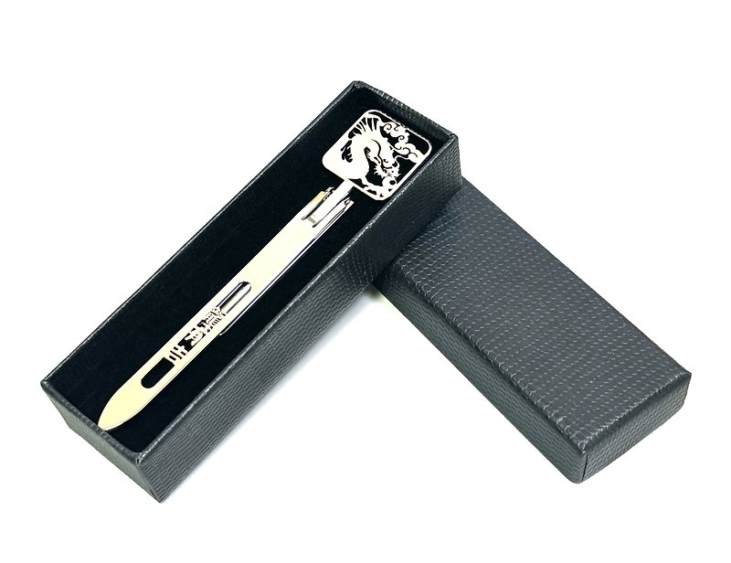 Long Youji Bookmark Pen Year of the Dragon Limited Good Luck Pen Exclusively Sold - Ties & Tie Clips - Stainless Steel Silver