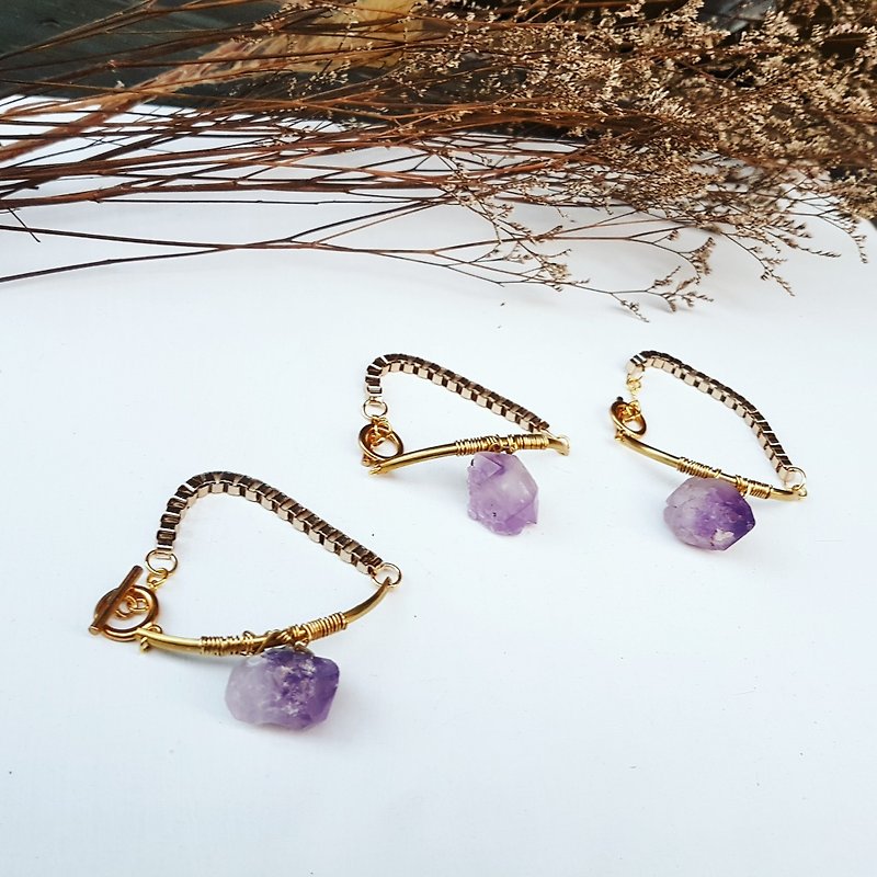 Exclusive [copper hand made _ natural nude amethyst copper bracelet] - Bracelets - Crystal Purple