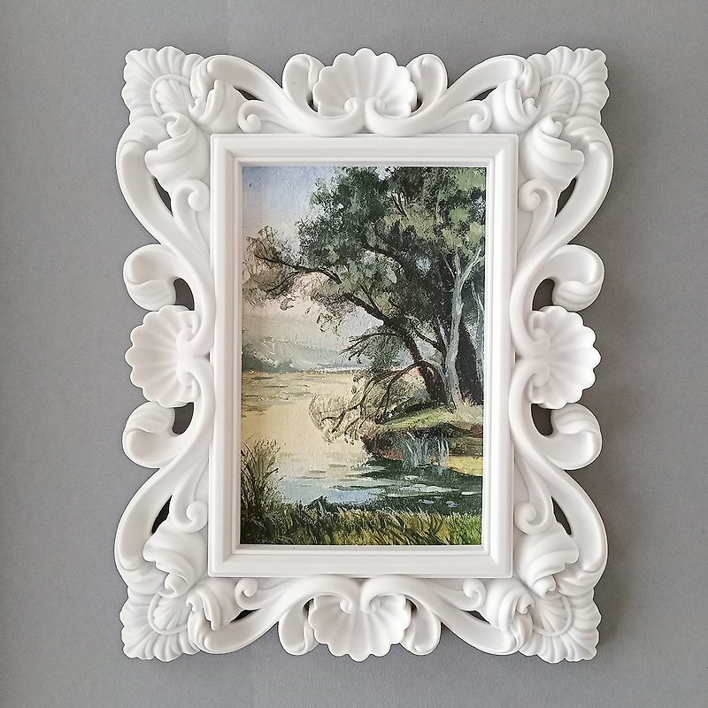 オリジナルのレトロな湖畔の風景木、レトロな額入り壁装飾絵画 - ウォールデコ・壁紙 - その他の素材 多色