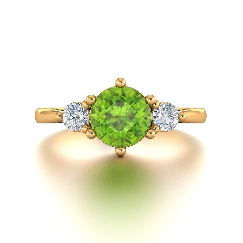 【PurpleMay Jewellery】 18k Solid Gold Natural Peridot Diamond Ring - R111 - General Rings - Gemstone Orange