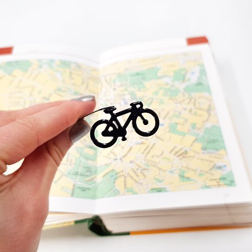 Design Atelier Article Black metal bookmark Bike, small bookish gift bike lovers