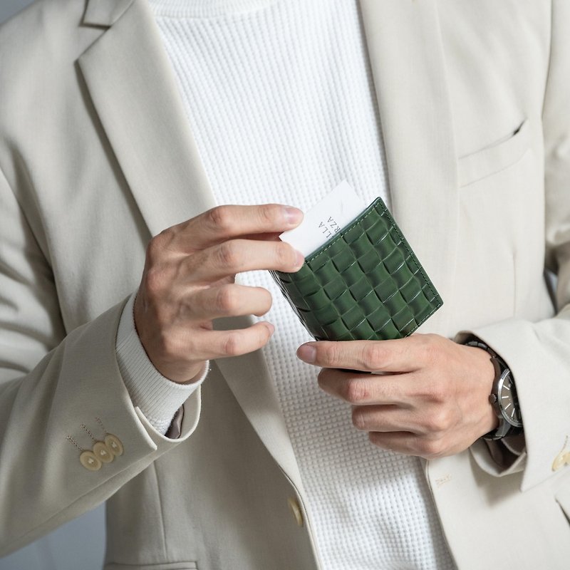 [Gift/New Product] Men’s Card Holder-Morden - Card Holders & Cases - Genuine Leather Green
