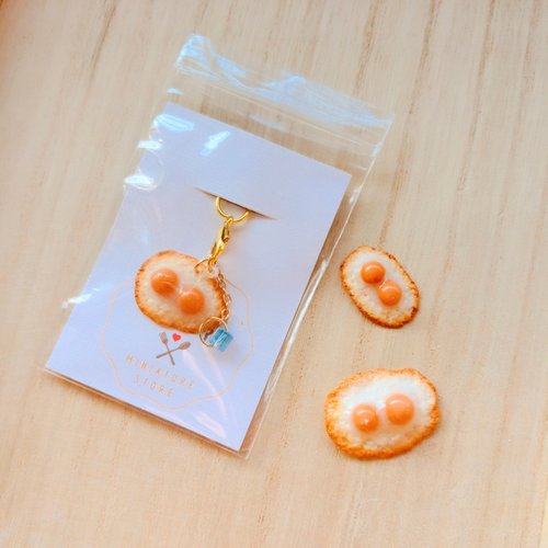 minita* 迷你塔袖珍手作工坊 minita* 迷你雙蛋黃荷包煎蛋 高模擬別針 吊飾 幸運小物 袖珍食玩