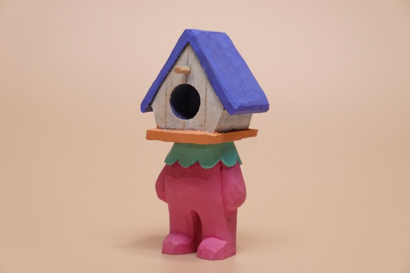 Bird House - Stuffed Dolls & Figurines - Wood Pink