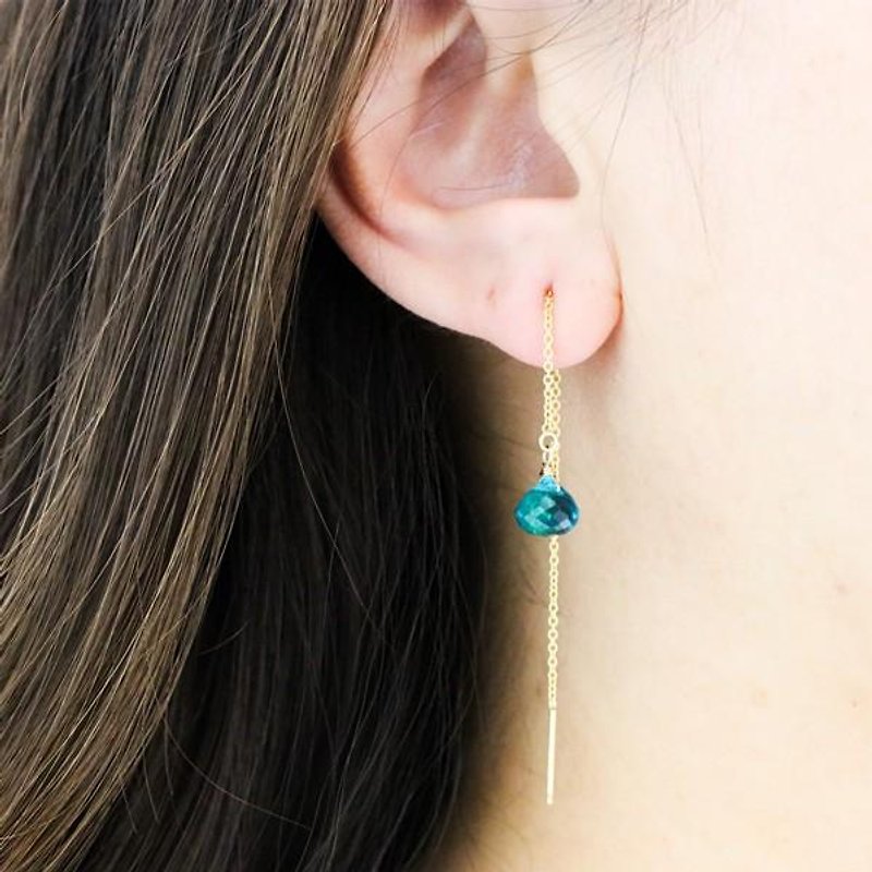 Green Quartz 14KGF American Earrings April Birthstone - Earrings & Clip-ons - Gemstone 