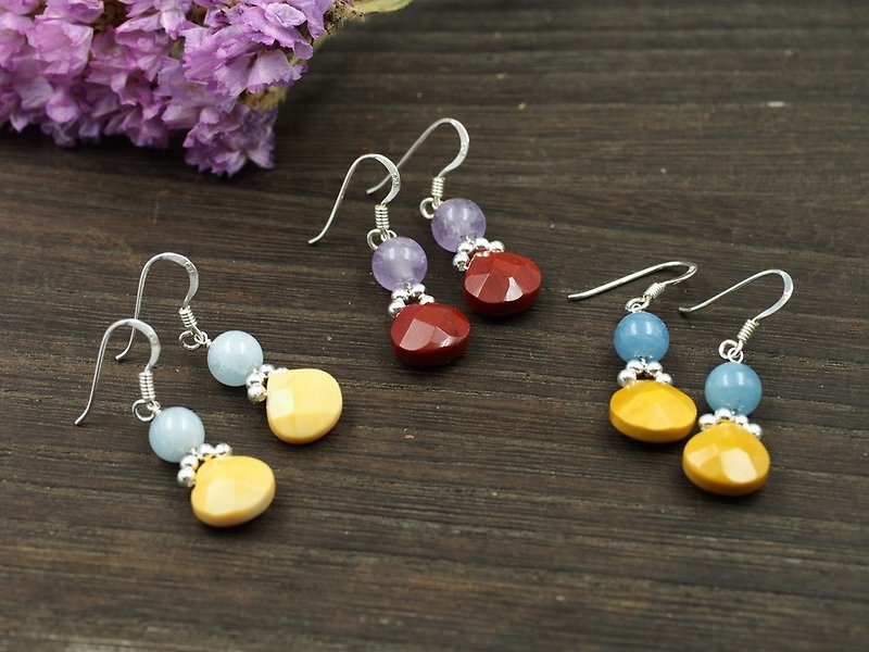Handmade gemstone earrings to celebrate the baby's two-year-old event~ Special price - ต่างหู - เครื่องเพชรพลอย หลากหลายสี