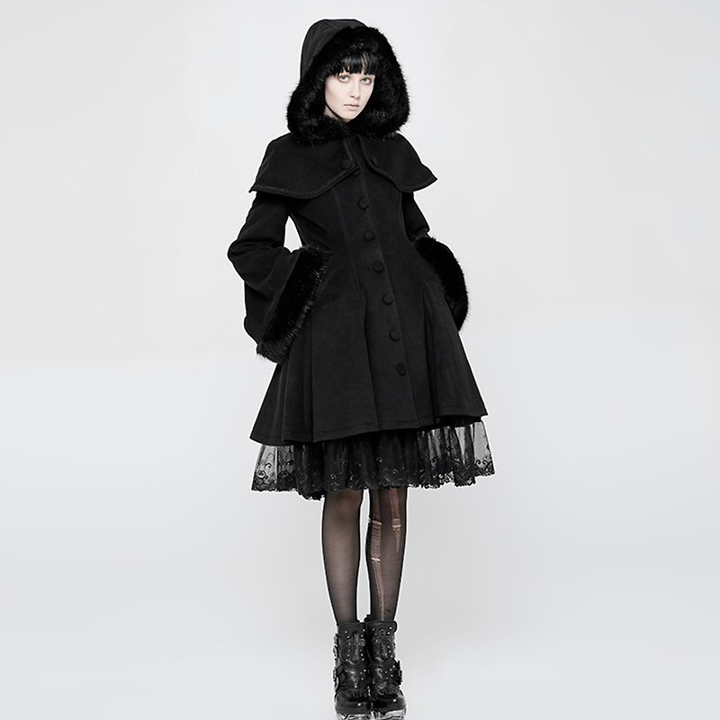 蘿莉塔毛球大衣 - 女大衣/外套 - 其他材質 黑色