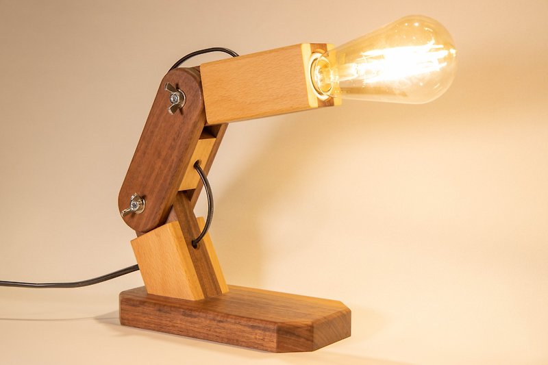 Adjustable angle small table lamp - Lighting - Wood Brown