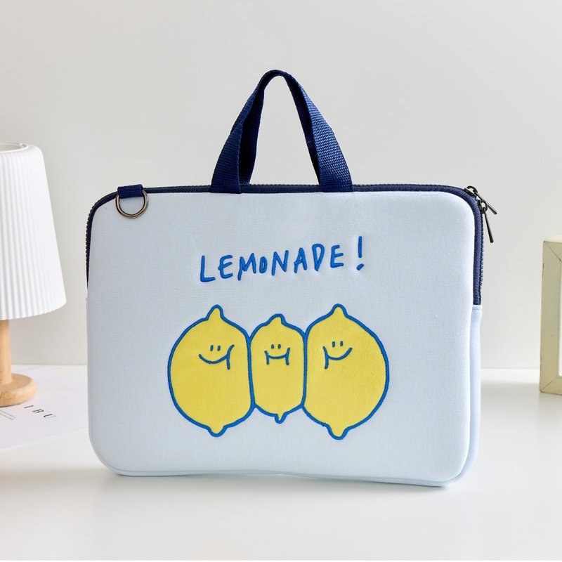 Second Morning擠擠三顆檸檬刺繡肩背/手提電腦包 - 電腦配件 - 聚酯纖維 多色