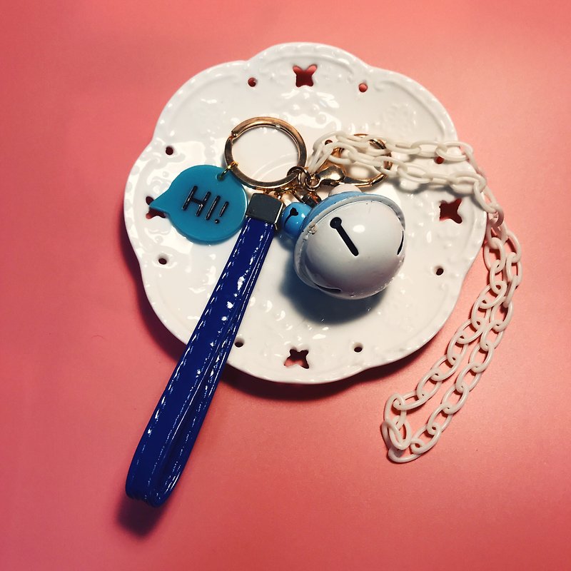 毛球吊飾 朋克鑰匙扣 毛球鑰匙扣 鑰匙圈 - 鑰匙圈/鑰匙包 - 陶 藍色