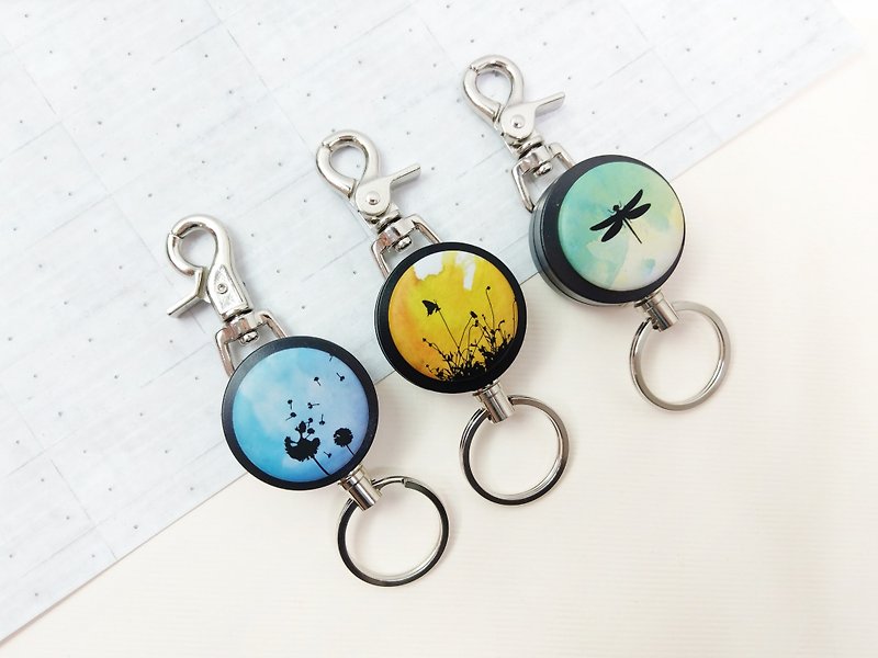 i good slip telescopic key ring - gradient color series / rendering _ 蜻蜓 sunset dandelion _AYN - Keychains - Other Materials White