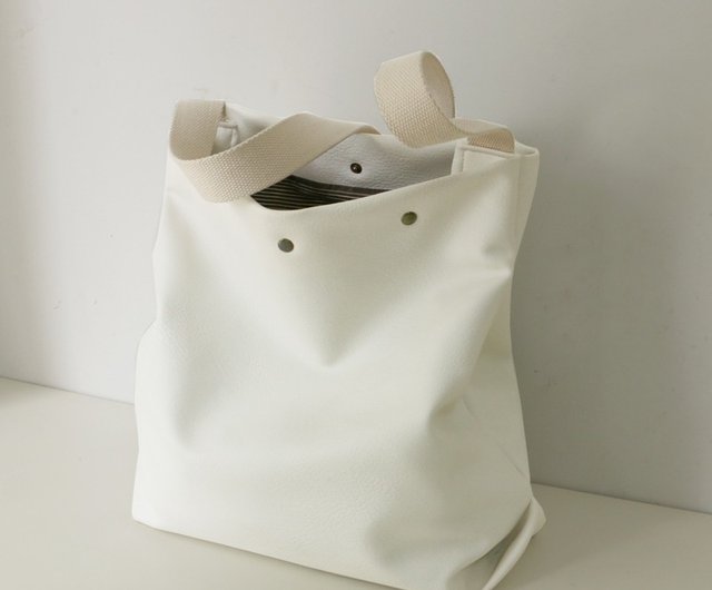 Mingen Handiwork*Original handmade white artificial leather PU bag