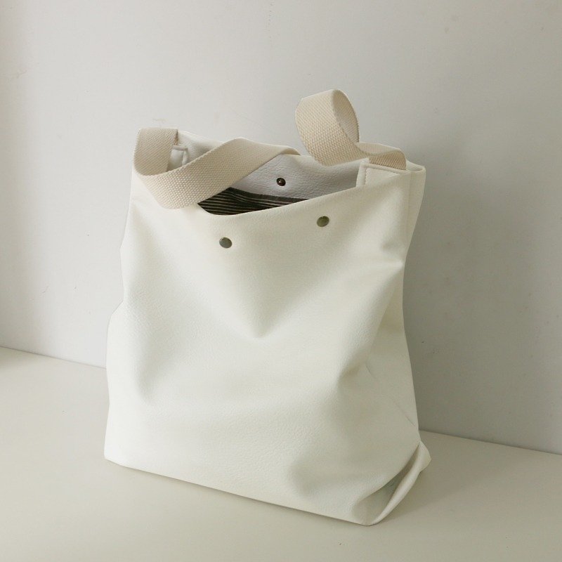 *Mingen Handiwork*Original handmade white artificial leather PU bag PU16001 - Messenger Bags & Sling Bags - Genuine Leather White