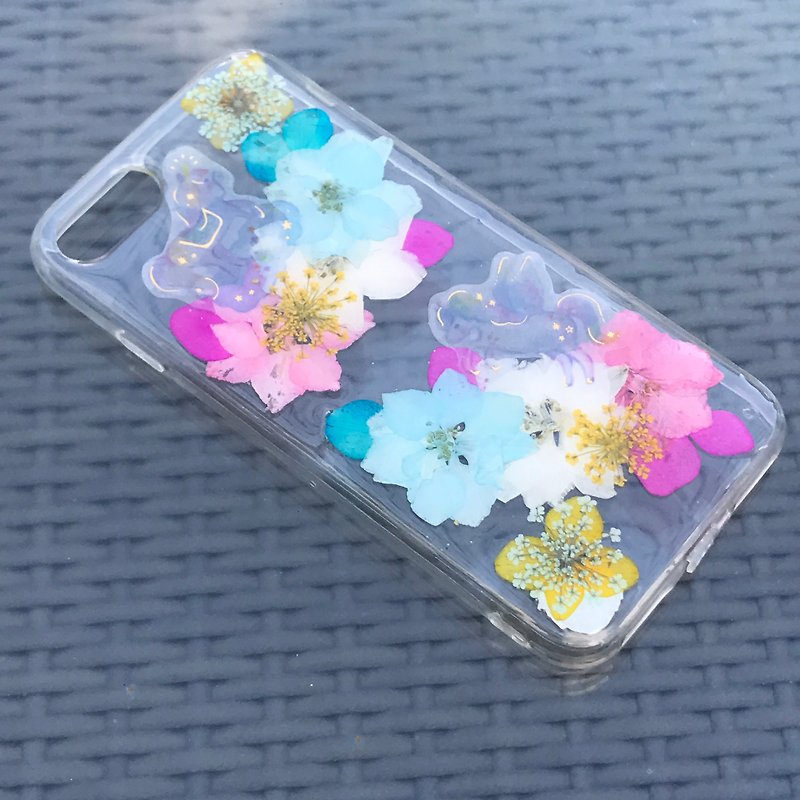 iPhone 7 Plus 手機殼 Dry Pressed Flowers Case 押花 乾燥花 小馬 彩色壓花 014 - 手機殼/手機套 - 植物．花 多色