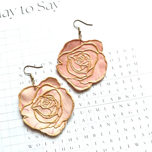 clay-to-say Mutual Love - Extra large roses polymer clay earrings