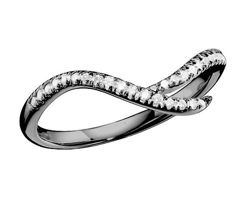 Majade Jewelry Design 密釘鑲鑽石14k金結婚戒指 非傳統植物戒指 另類樹枝形酷黑戒指